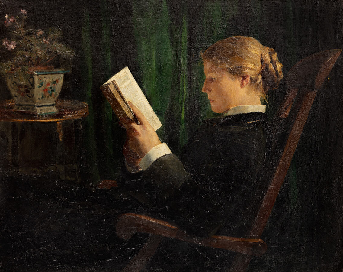 Albert Anker, Die Lesende, 1883, Öl auf Leinwand, 94 x 110 cm, Musée des Beaux-Arts, Le Locle Foto: © Le Locle, Musée des Beaux-Arts, Lucas Olivet