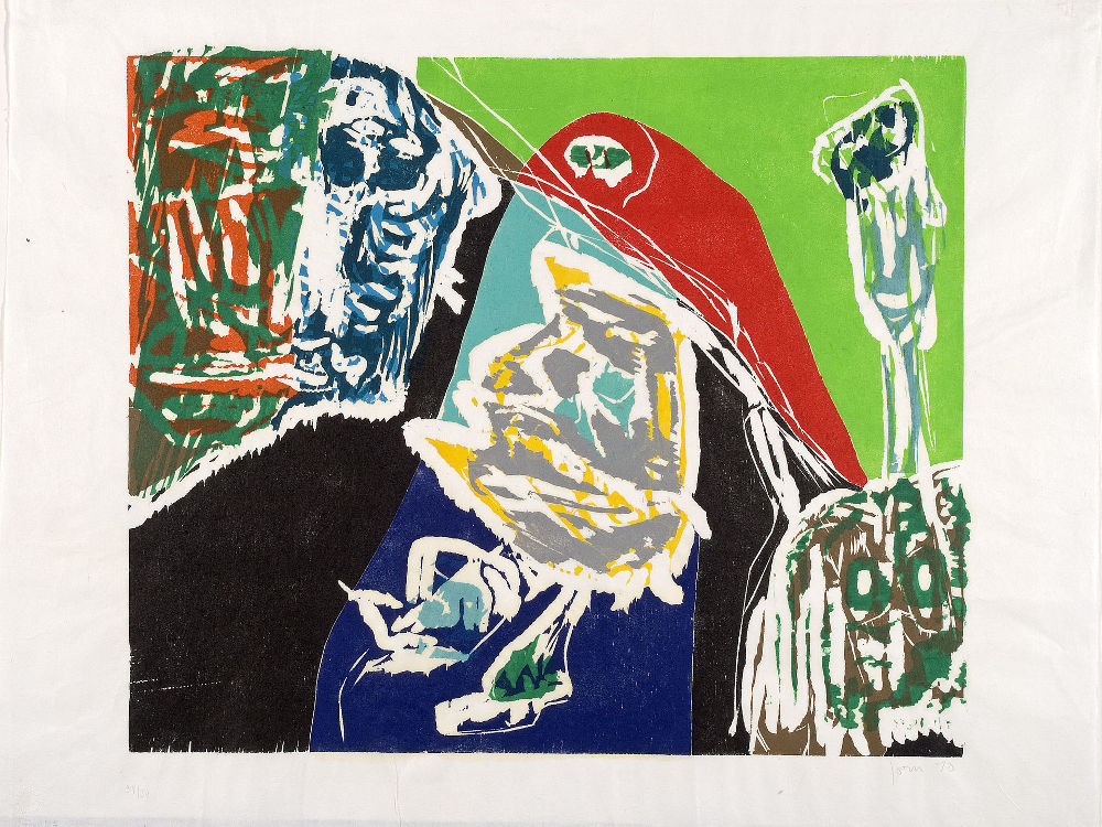 Asger Jorn: Ausgeschnittene Holzwege, 1970; Aus der Serie Ohne Titel, 1970. Farbholzschnitt; Museum Jorn, Silkeborg. © Donation Jorn, Silkeborg / Bildrecht, Wien, 2019