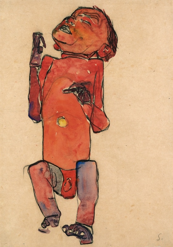 Egon Schiele, Liegendes Neugeborenes, 1910,