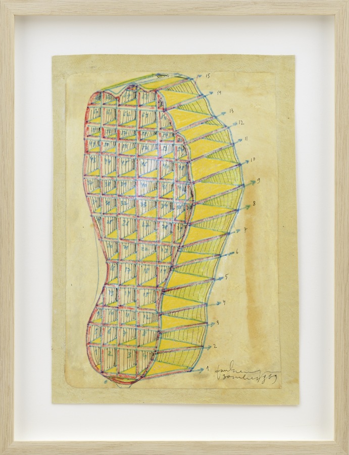 Paul Neagu, Human Foot, 1969, Zeichnung auf Papier
