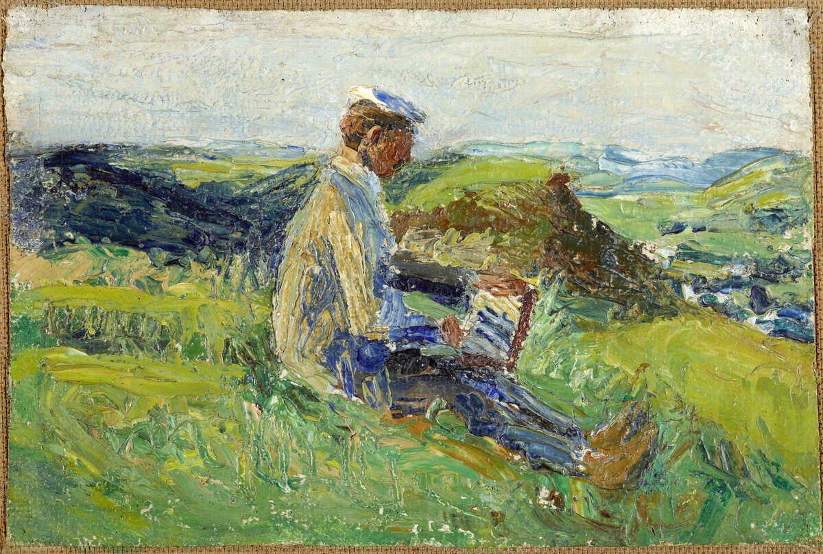 Gabriele Münter, Kandinsky beim Landschaftsmalen,