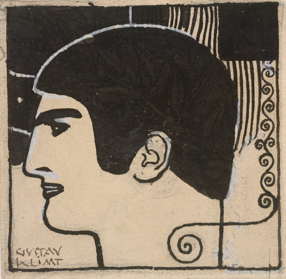 Gustav Klimt, Reinzeichnung eines Männerkopfes 