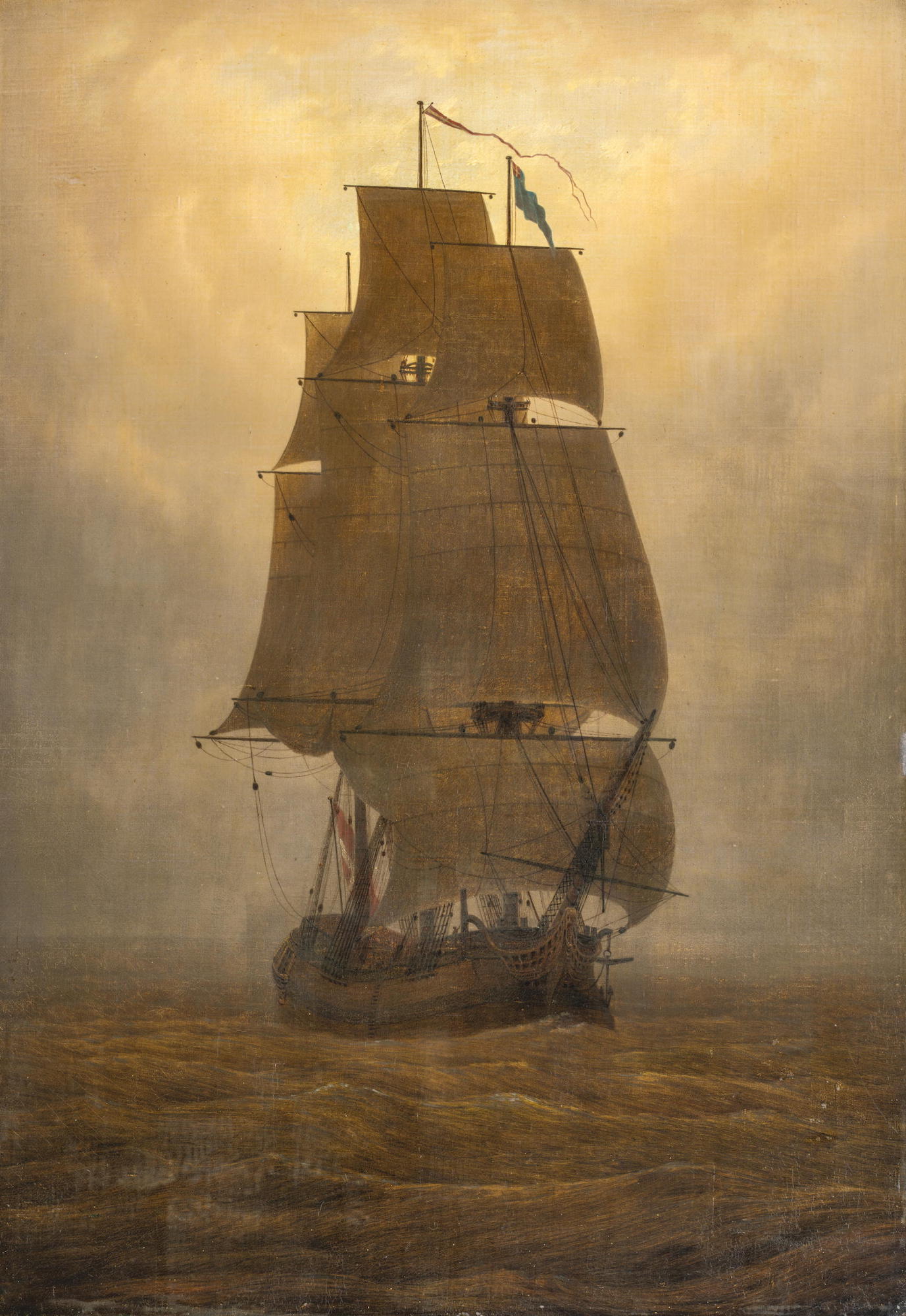 Caspar David Friedrich: Segelschiff, um 1815, Öl