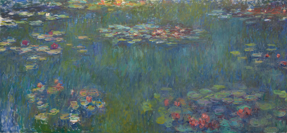 Claude Monet, Le Bassin aux nymphéas, reflets verts, 1920/1926, Öl auf Leinwand, 200 x 425 cm, Sammlung Emil Bührle, Dauerleihgabe im Kunsthaus Zürich