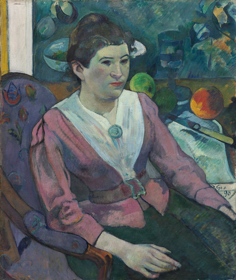 Paul Gauguin, Frau vor einem Stillleben von Cézanne, 1890, Öl auf Leinwand, 65,3 x 54,9 cm, The Art Institute of Chicago Joseph Winterbotham Collection © bpk/Art Institute of Chicago/Art Resource, NY/Elyse Allen