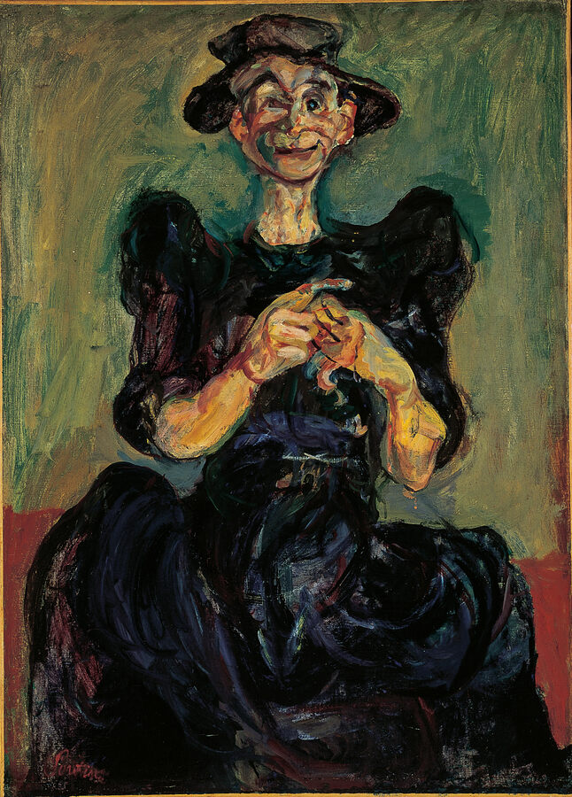 Chaïm Soutine, La tricoteuse, um 1924–25, Öl auf Leinwand, 82,5 × 60 cm ©  The Norton Simon Foundation, Pasadena, Foto: Courtesy of The Norton Simon Foundation