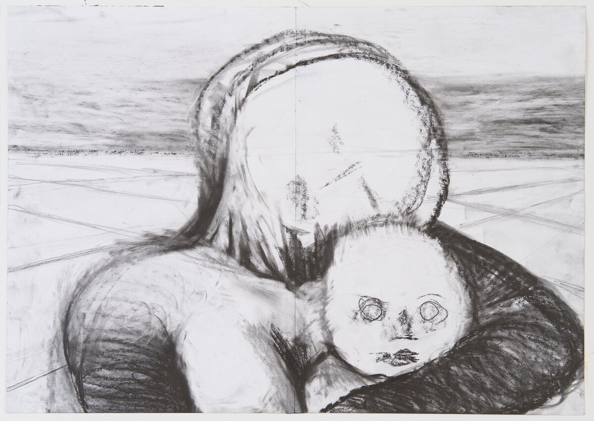Miriam Cahn, liebenmüssen, 24.6.2016, coal, pencil on paper, 42 x 60 cm, Photo: Heinz Pelz, Courtesy the artist, Meyer Riegger, Berlin/Karlsruhe/Basel and Galerie Jocelyn Wolff, Paris