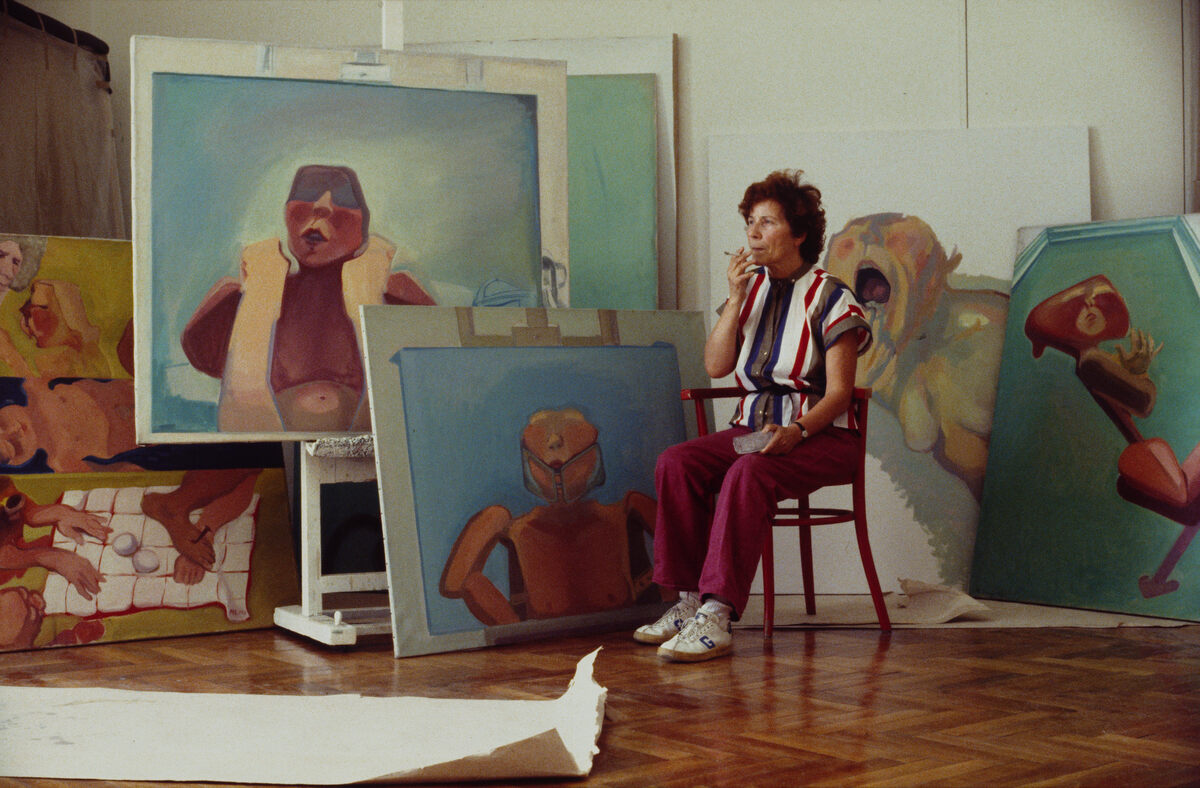 Maria Lassnig, Juni 1983, Foto: © Kurt-Michael Westermann, © Maria Lassnig Stiftung