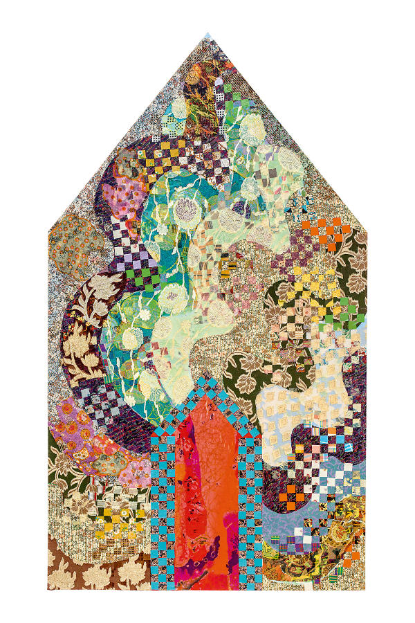 Miriam Schapiro: Dormer, 1979. Acryl, Textilien, Papier auf Leinwand, 178,5 x 102 cm; Photo: Carl Brunn / Ludwig Forum für Internationale Kunst Aachen. © Estate of Miriam Schapiro / Bildrecht Wien, 2019