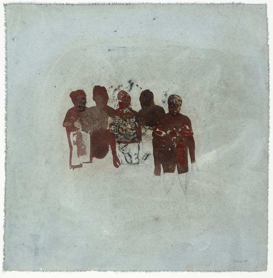 Friedrich Einhoff: Figurengruppe 94, 1994. Acryl, Erde und Kohle auf Leinwand, 540 x 520 mm; Hamburger Kunsthalle, Kupferstichkabinett / bpk © LEVY Galerie. Foto: Dirk Masbaum