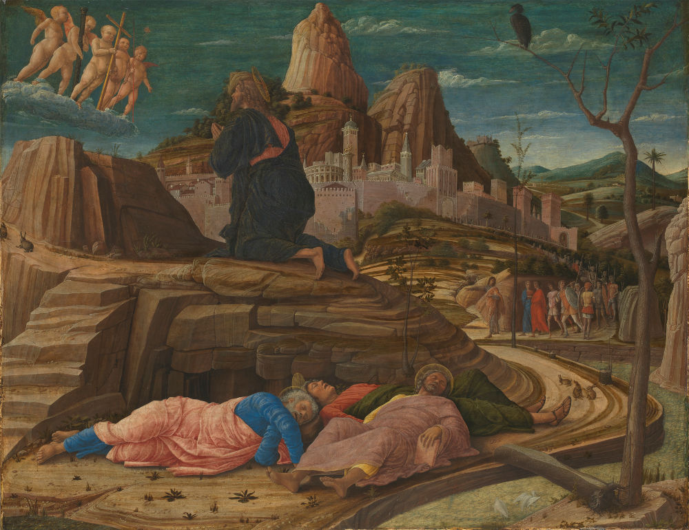 Andrea Mantegna: Christus am Ölberg, um 1458-60. Holz, 62,9 x 80 cm, erworben 1894; © The National Gallery, London