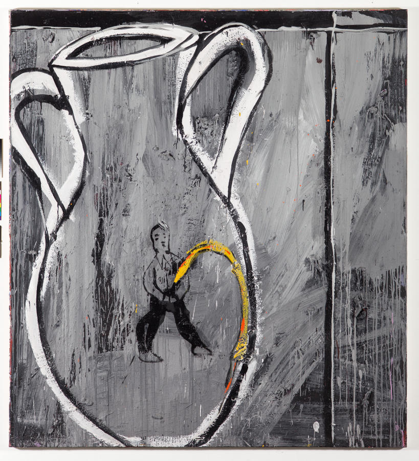 Walter Dahn: Untitled (Vase), 1982. Acryl auf Leinwand, 225 x 210 cm; Copyright Walter Dahn, Sprüh Magers