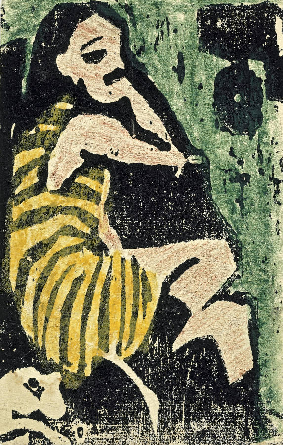 Ernst Ludwig Kirchner: Artistin, 1910. Farbholzschnitt, 14 x 9 cm; Sammlung Selinka, Kunstmuseum Ravensburg