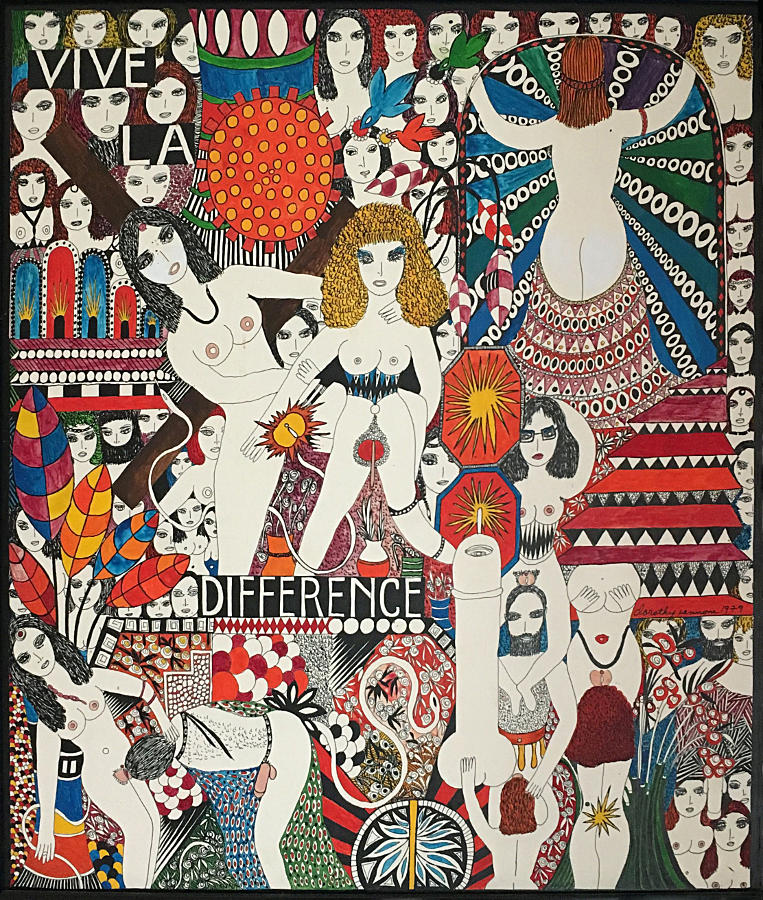 Dorothy Iannone: "Vive la Difference", 1979. Gouache auf Bristolkarton, 69,85 x 59,69 cm; Foto: Monika Frei-Herrmann