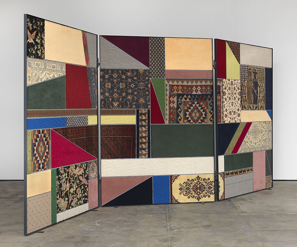 Nevin Aladağ: "Paravent, Social Fabric #1", 2012. Collage mit Teppichen, 250 × 552 × 4 cm. Foto: Trevor Good, Foto Courtesy: die Künstlerin und Wentrup, Berlin