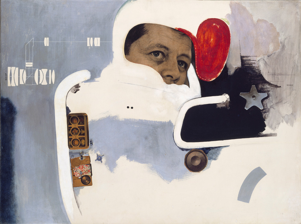 Richard Hamilton: Towards a definitive statement on the coming trends in menswear and accessories (a) Together let us explore the stars, 1962. Ölfarbe, Zellulosefarbe und bedrucktes Papier auf Holz, 61 x 81,3 cm. Tate: Purchased 1964, Foto: Tate, London 2018; © 2018 ProLitteris, Zürich