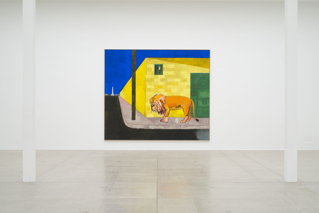 Peter Doig, Lion (Fire Down Below), 2019, Ausstellungsansicht Secession 2019, Foto: Hannes Böck, Courtesy the artist and Michael Werner Gallery, New York and London / Bildrecht Wien, 2019