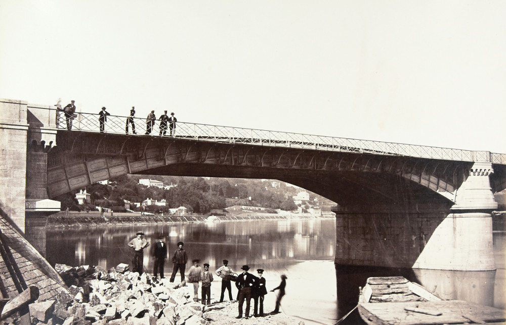 Édouard Baldus: Pont de la Mulatière, Lyon. Albuminabzug, aus dem Album: Chemins de fer de Paris à Lyon et à la Méditerranée, 1861–1863