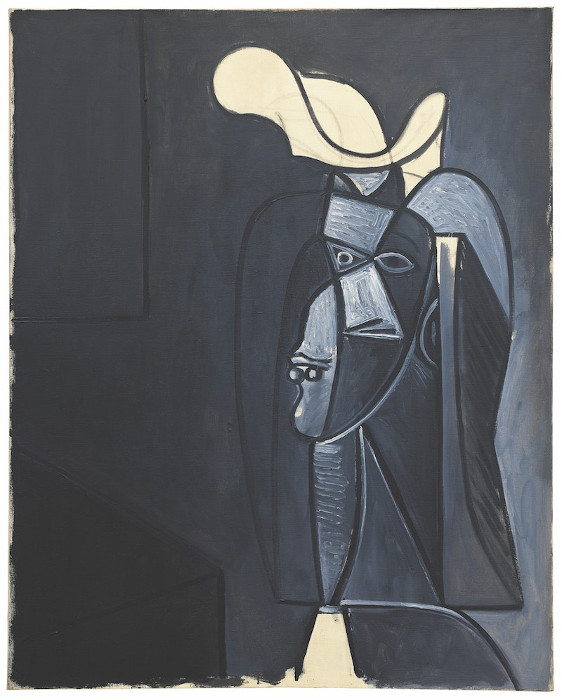 Pablo Picasso Visage gris foncé au chapeau blanc, 1947 Öl auf Leinwand / oil on canvas 92 x 73 cm Hilti Art Foundation © 2019, ProLitteris, Zürich