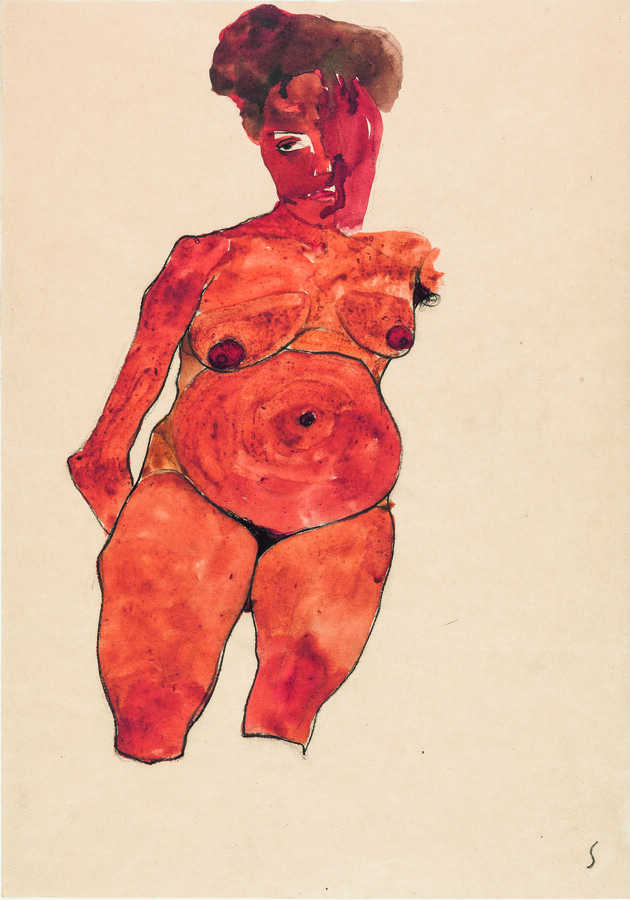 Egon Schiele, Frontale Ansicht eines Frauentorsos