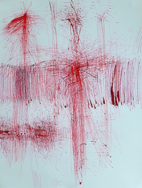 Ruth Rhomberg-Malin, O.T., rote Tusche auf Papier