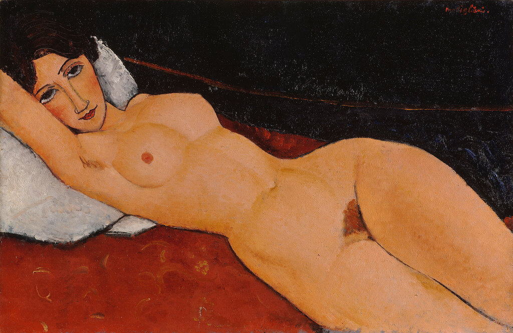 Amedeo Modigliani, Liegender Frauenakt auf weißem