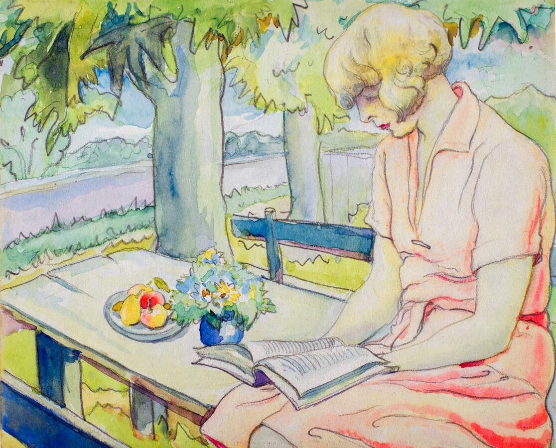 Ida Maly, Lesende Frau im Garten, undatiert (1930)