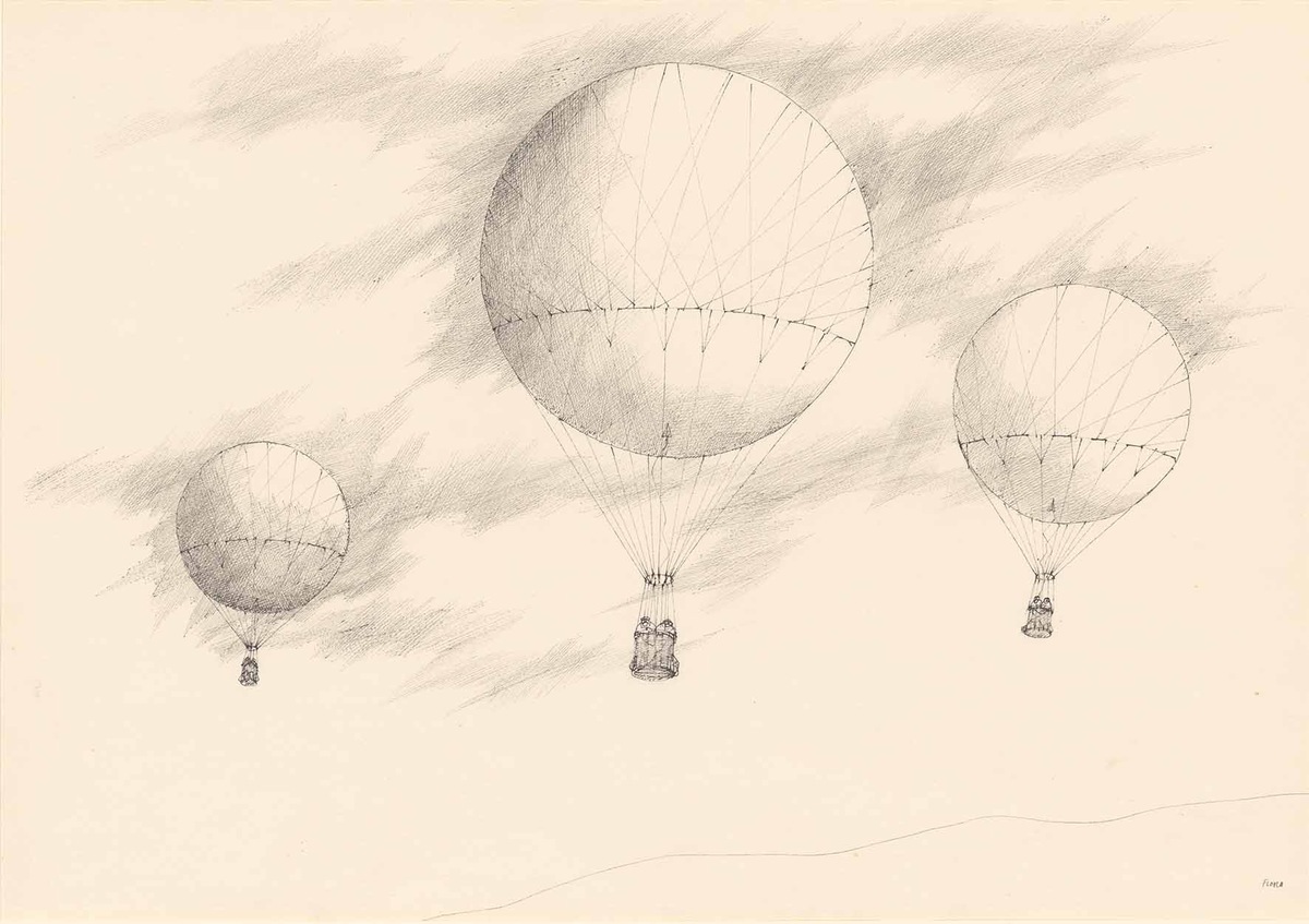 Paul Flora, Ohne Titel (3 Ballone), um 1950,