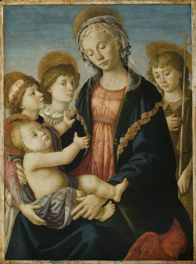 Sandro Botticelli , Madonna mit Kind, Johannes und
