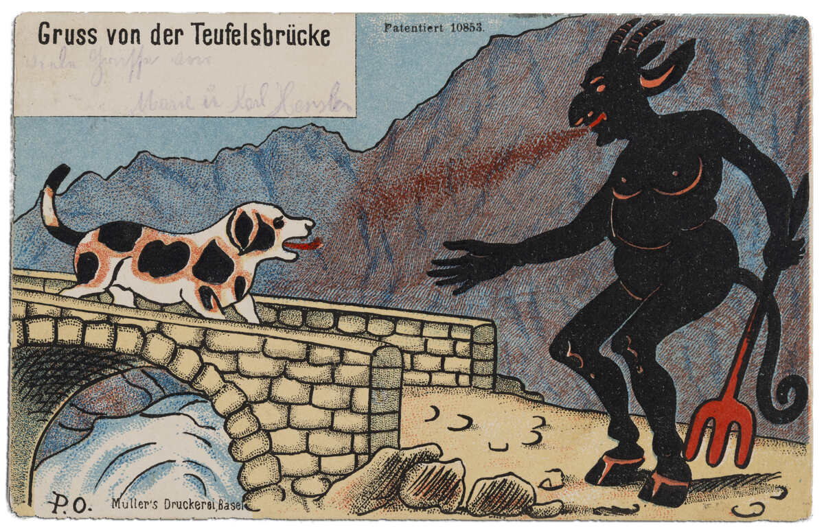 Postkarte, Gruss von der Teufelsbrücke, 1904  Von