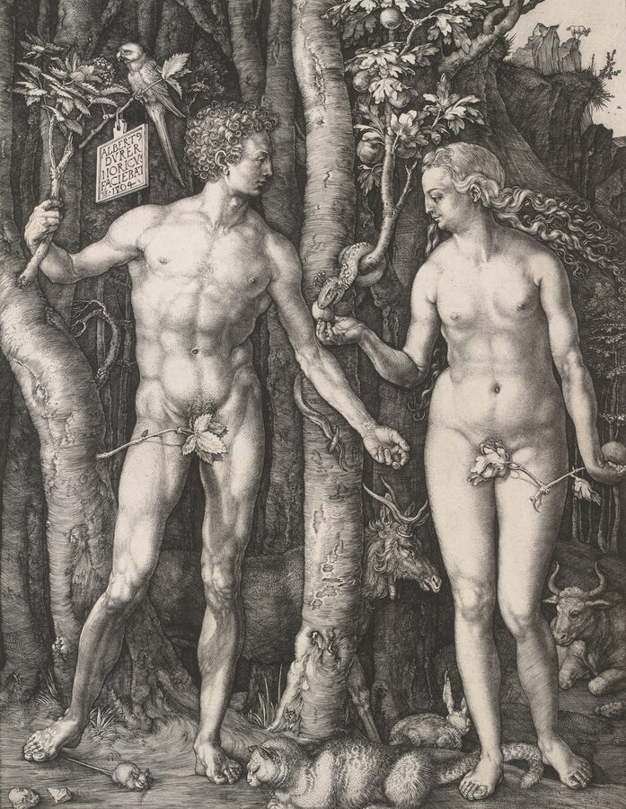 Albrecht Dürer, Adam and Eva, 1504, Kupferstich, Albertina, Wien