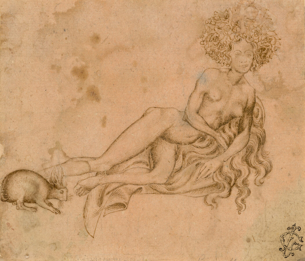 Antonio Pisano, gen. Pisanello, Personifikation der Luxuria, um 1426, Feder in Braun auf rötlich grundiertem Papier, Albertina, Wien
