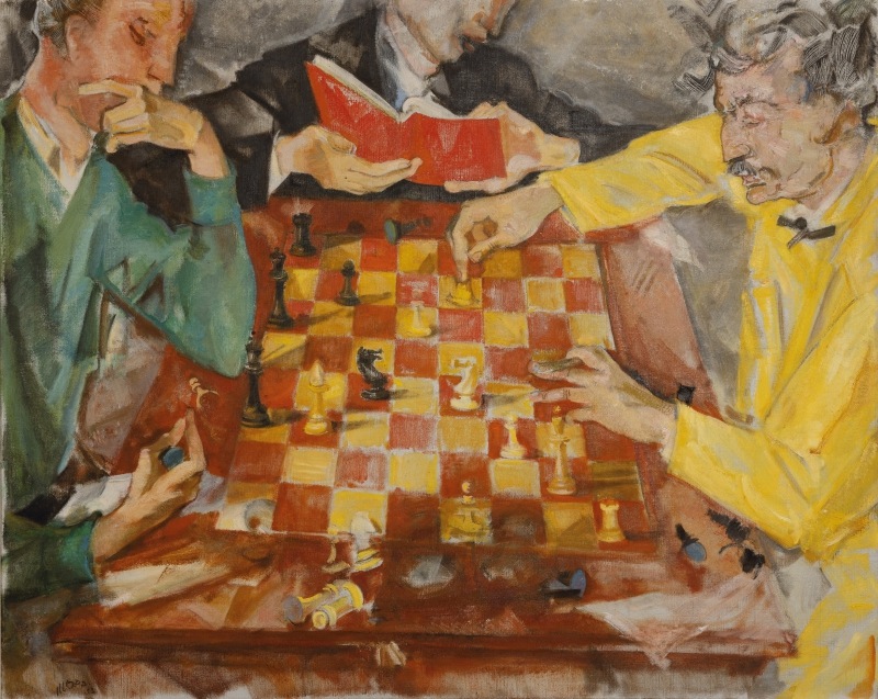 Max Oppenheimer, 1885–1954, Schachpartie, 1953, Öl auf Leinwand, 85 × 102 cm, Privatbesitz, Foto: Leopold Museum, Wien/Foto: Lisa Rastl