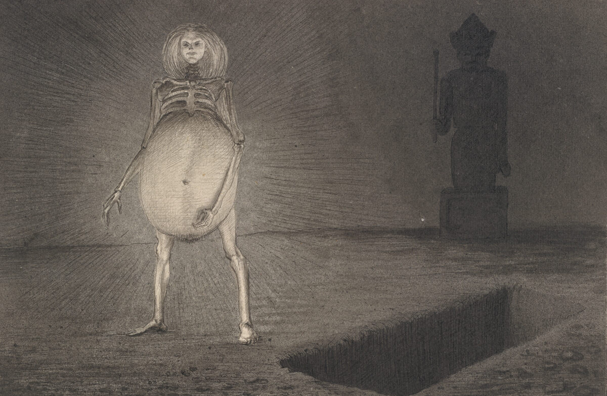 Alfred Kubin, Das Ei, ca. 1901/02, Tuschfeder auf Papier, Albertina, Wien © Eberhard Spangenberg, München / Bildrecht, Wien 2024