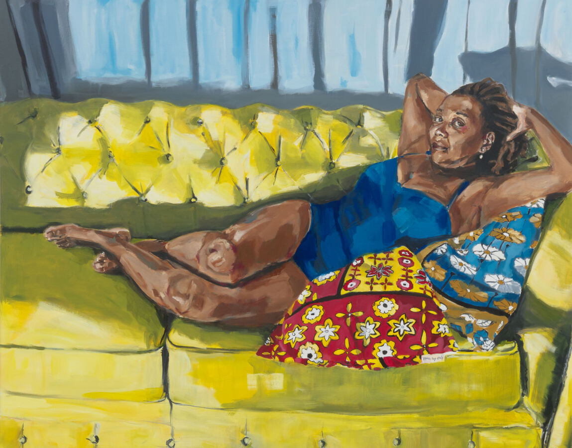 Wangari Mathenge, "Sundials and Sonnets", 2019, Oil on canvas, 137.2 x 172.7 cm, © bei der Künstlerin / the artist, Pascale M. Thomas and Tayo E. Famakinwa