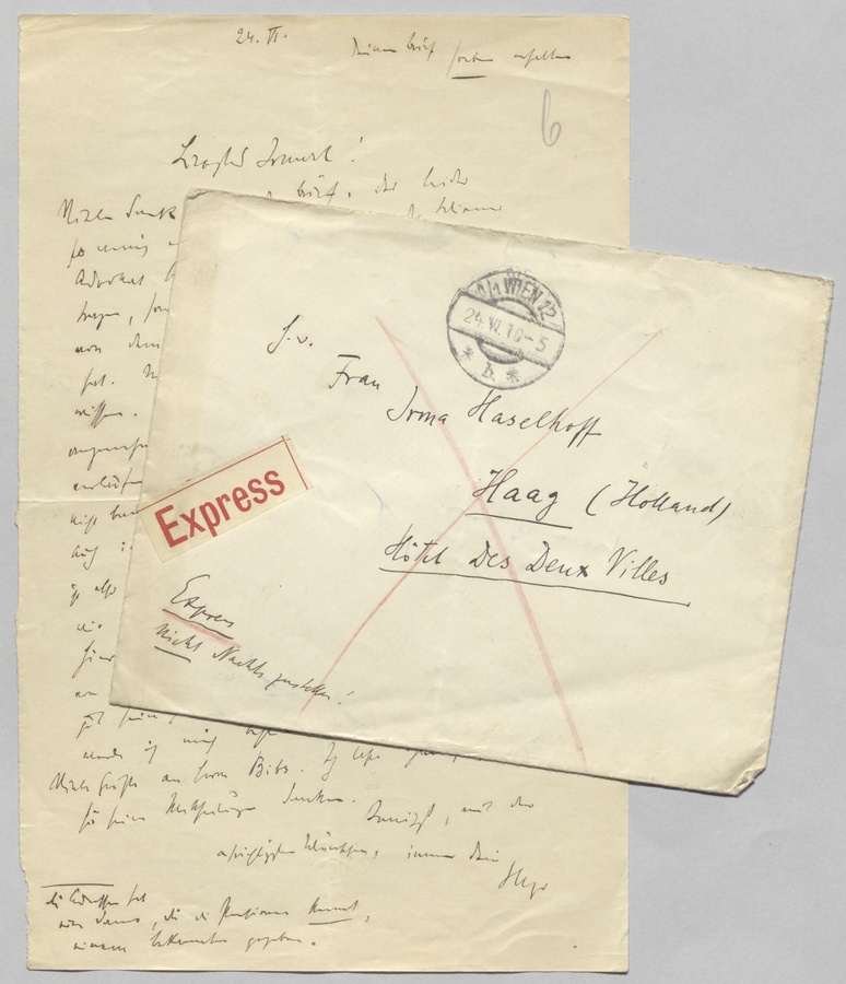 Brief von Karl Kraus an Irma Karczewska, verheiratete Haselhoff, vom 24. Juni 1910 © Wienbibliothek im Rathaus, Sammlung Karl Kraus – Marcel Faust 