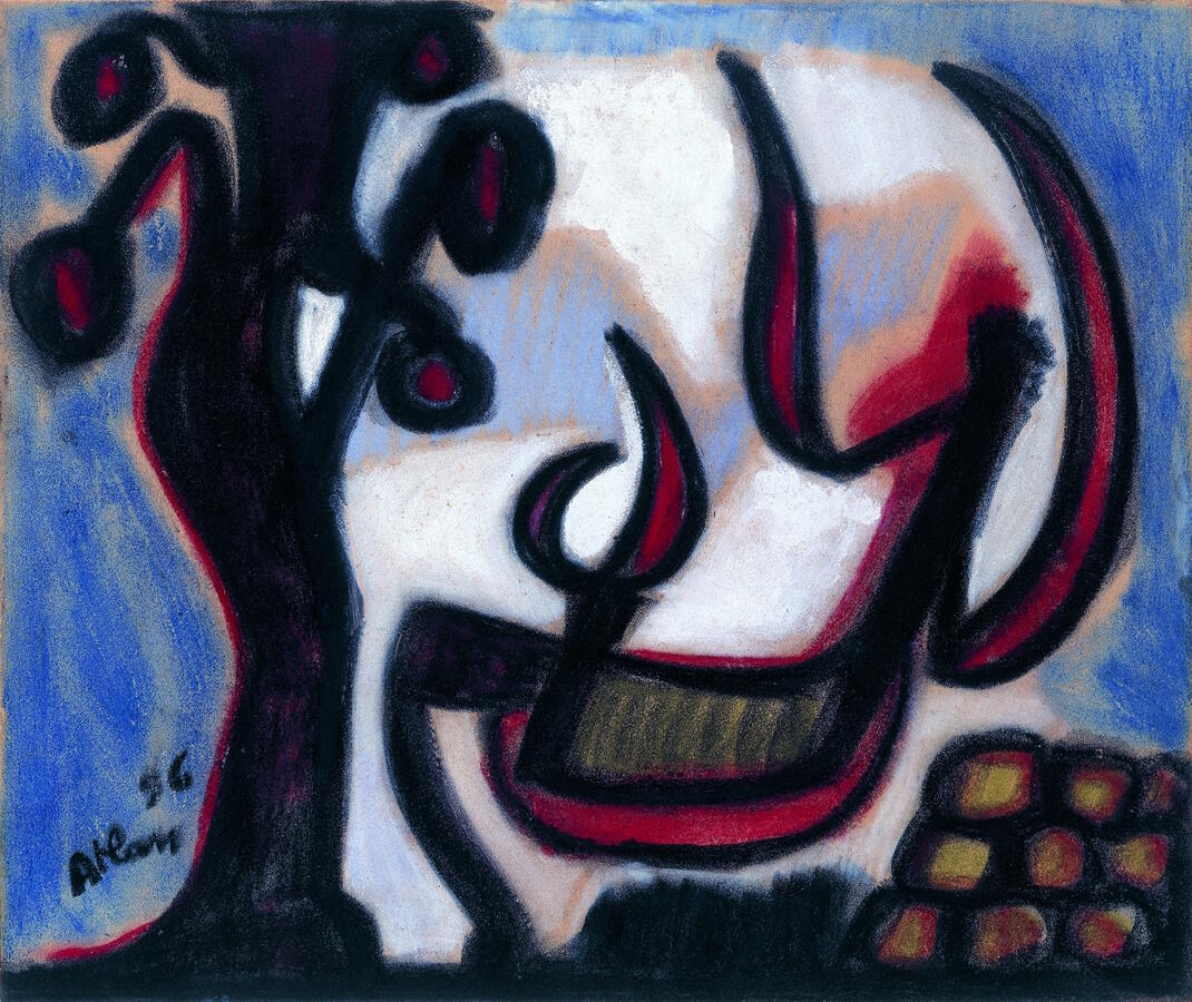 Jean-Michel Atlan, Ohne Titel, 1956, Pastell, Mischtechnik auf Velours, 45 x 54 cm, Privatsammlung, © VG Bild-Kunst, Bonn 2023