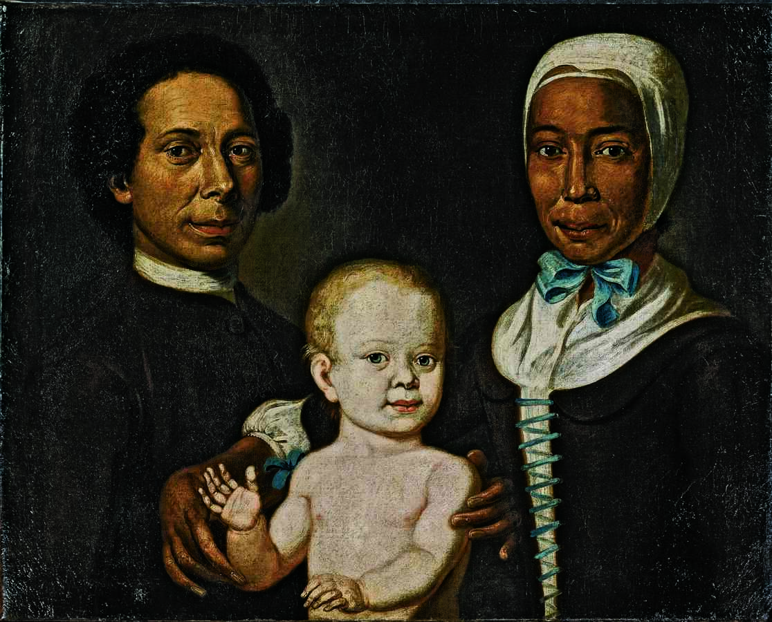 Christian und Rebecca Protten mit ihrer Tochter Anna, Öl auf Leinwand, um 1751 © Unitätsarchiv der Ev. Brüder-Unität, Herrnhut